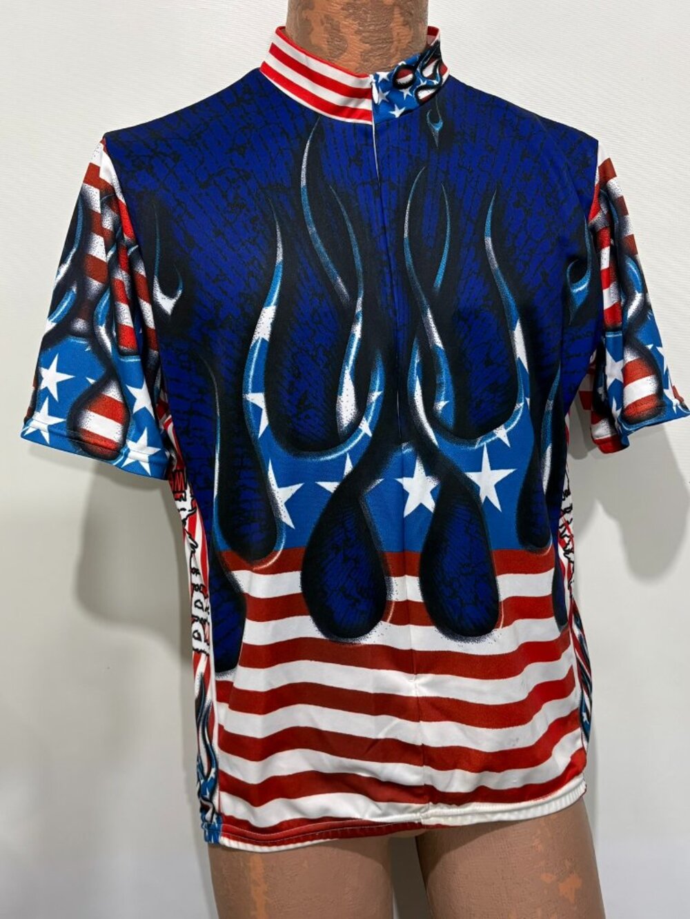 Primal Wear XL Flame Out Red White Blue Patriotic Flag Bike Cycling Jersey